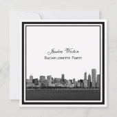 Chicago Skyline Etched Framed Bachelorette Kaart (Voorkant)