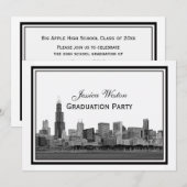 Chicago Skyline Etched Framed H Afstuderen Kaart (Voorkant / Achterkant)