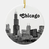 Chicago Skyline Etched Keramisch Ornament (Voorkant)
