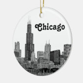 Chicago Skyline Etched Keramisch Ornament (Links)