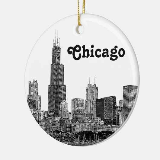 Chicago Skyline Etched Keramisch Ornament (Links)