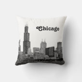 Chicago Skyline Etched Kussen (Achterkant)