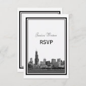 Chicago Skyline Etched RSVP (Voorkant / Achterkant)