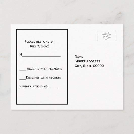 Chicago Skyline Etched Starry DIY BG RSVP 1 Uitnodiging Briefkaart (Achterkant)