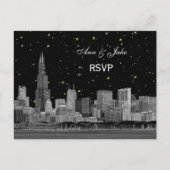 Chicago Skyline Etched Starry DIY BG RSVP 1 Uitnodiging Briefkaart (Voorkant)