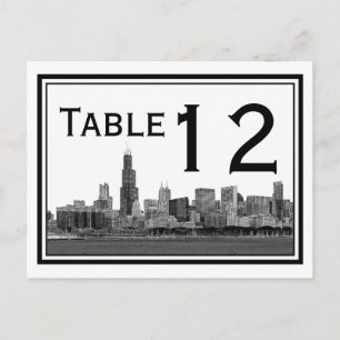 Chicago Skyline Etched Table Number Briefkaart