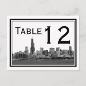 Chicago Skyline Etched Table Number Briefkaart (Voorkant)