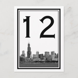 Chicago Skyline Etched Table Number Briefkaart