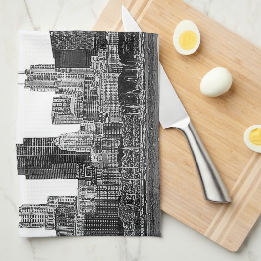 Chicago Skyline Etched Theedoek (Quarter Fold)