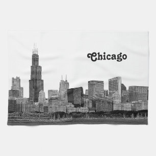 Chicago Skyline Etched Theedoek