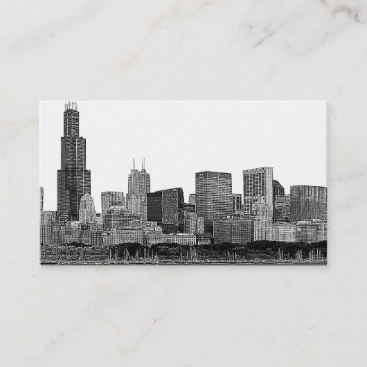 Chicago Skyline Etched Visitekaartje (Voorkant)