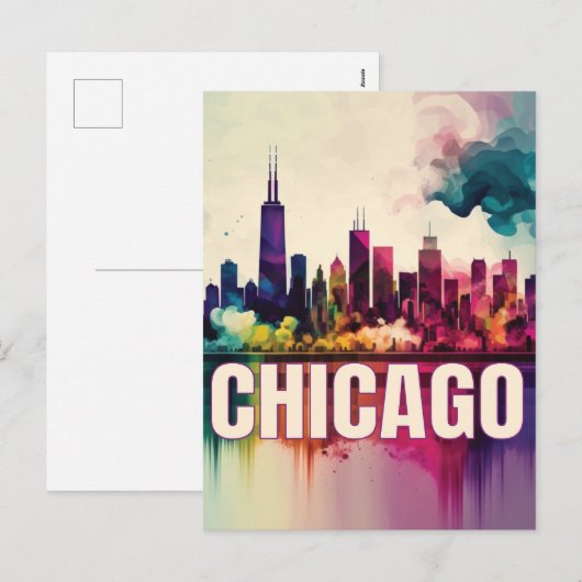 Chicago Skyline Feestdagenkaart (Voorkant / Achterkant)