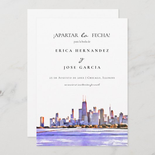 Chicago Skyline flat© Apartar la fecha! Kaart (Voorkant / Achterkant)