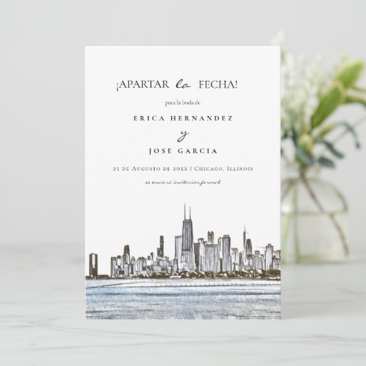 Chicago Skyline flat© Apartar la fecha! Kaart (Staand voorkant)