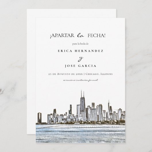Chicago Skyline flat© Apartar la fecha! Kaart (Voorkant / Achterkant)