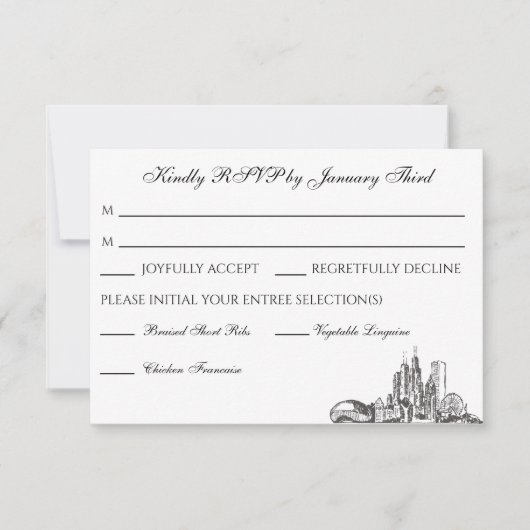 Chicago Skyline Flat Hartelijk dank RSVP Kaartje (Voorkant)