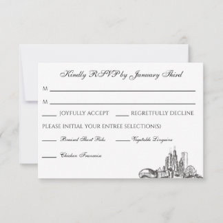 Chicago Skyline Flat Hartelijk dank RSVP Kaartje