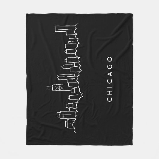 Chicago Skyline Fleece Deken (Voorkant)