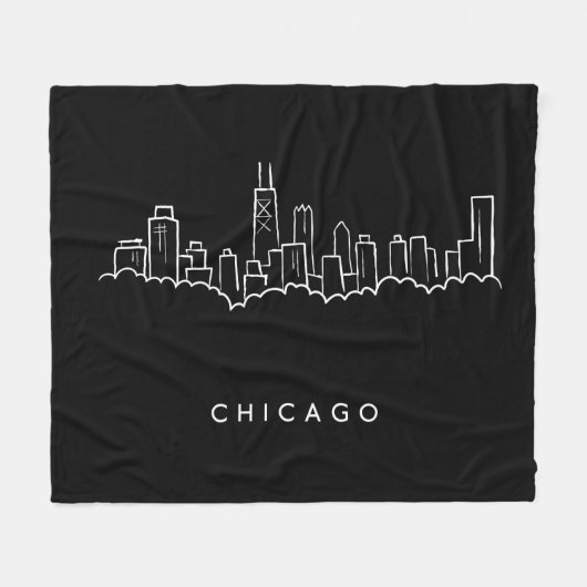 Chicago Skyline Fleece Deken (Voorkant (Horizontaal))