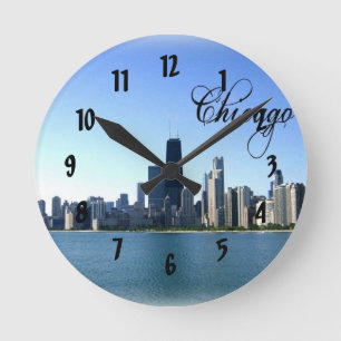 Chicago Skyline Foto tegenover Lake Michigan Ronde Klok