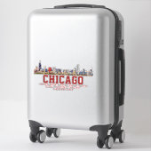 Chicago Skyline. Gebiedsnamen en coördinaten Sticker (Koffer)