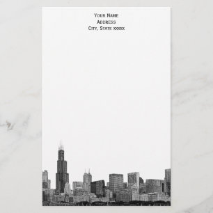 Chicago Skyline Geëtst 01 Briefpapier