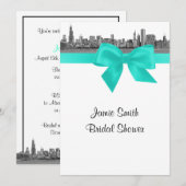 Chicago Skyline geëtst BW Aqua Vrijgezellenfeest S Kaart (Voorkant / Achterkant)