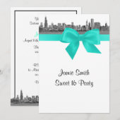 Chicago skyline geëtst BW aqua zoet zestien Kaart (Voorkant / Achterkant)