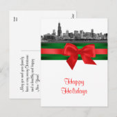 Chicago Skyline geëtst BW Kerstvakantie 2 Feestdagenkaart (Voorkant / Achterkant)