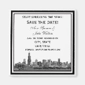 Chicago Skyline geëtst ingelijst Save the Date Magneet (Voorkant)