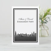 Chicago Skyline geëtst ingelijst V-Verloving Kaart (Staand voorkant)