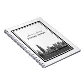 Chicago skyline geëtst ingelijste bruiloft journaa notitieboek (Rechterzijde)