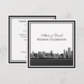 Chicago skyline geëtst ingelijste bruiloft kaart (Voorkant / Achterkant)