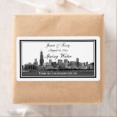 Chicago skyline geëtst ingelijste H-waterfles Etiket (Insitu)