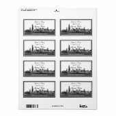 Chicago skyline geëtst ingelijste H-waterfles Etiket (Full Sheet)