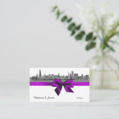 Chicago Skyline geëtste BW Violet Escort Kaarten Plaatskaartje (Staand voorkant)