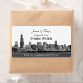 Chicago skyline geëtste H-waterfles Etiket (Insitu)