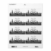 Chicago skyline geëtste H-waterfles Etiket (Full Sheet)