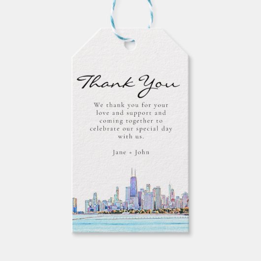 Chicago Skyline Gift Label Cadeaulabel (Voorkant)