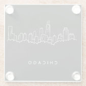 Chicago Skyline Glazen Onderzetter (Achterkant)