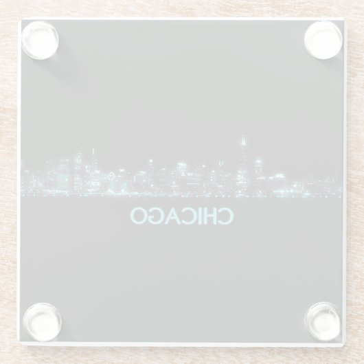 Chicago Skyline Glazen Onderzetter (Achterkant)