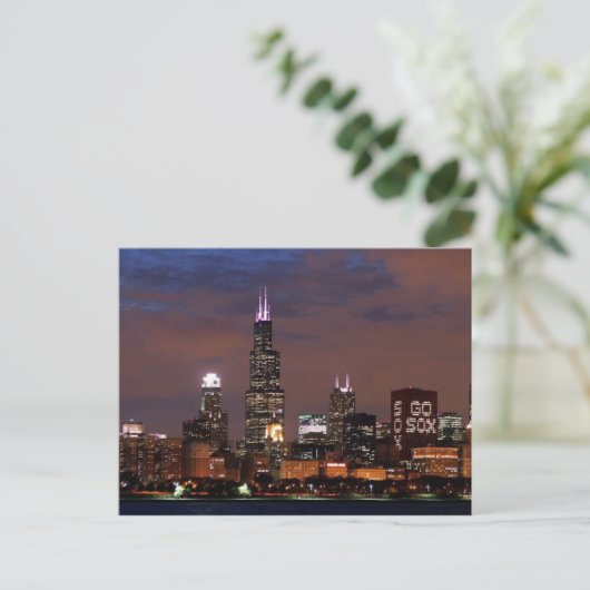 Chicago Skyline Go Sox Briefkaart (Staand voorkant)