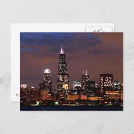 Chicago Skyline Go Sox Briefkaart (Voorkant / Achterkant)