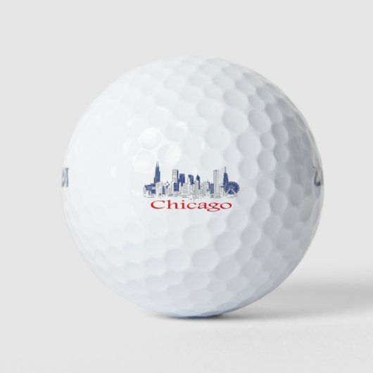 Chicago-Skyline Golfballen (Voorkant)
