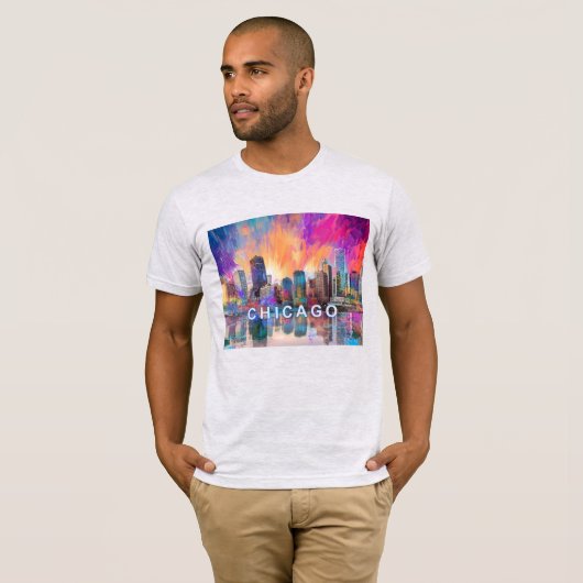 Chicago Skyline Graffiti Art T-shirt (Voorkant volledig)