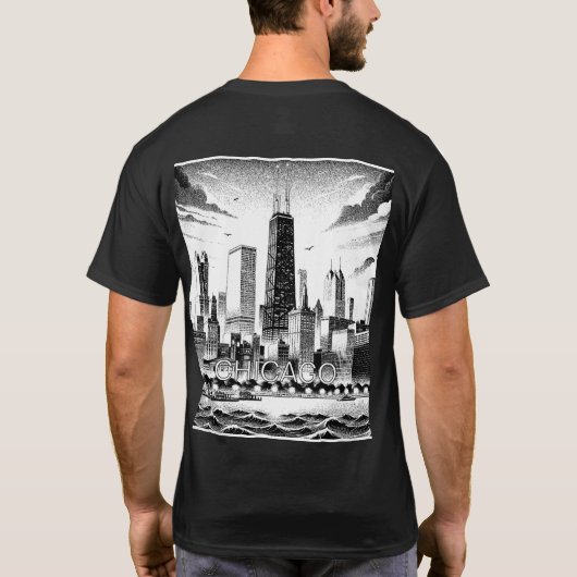 Chicago Skyline grafisch T-shirt (Achterkant)