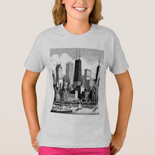 Chicago Skyline grafisch T-shirt (Voorkant)