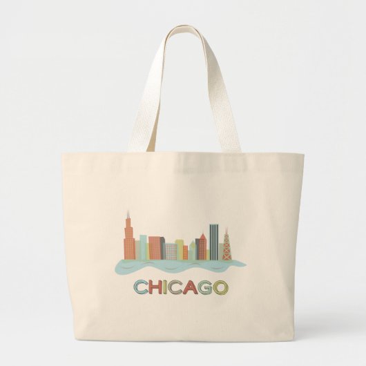 Chicago Skyline Grote Tote Bag (Voorkant)