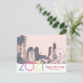 Chicago Skyline Happy New 2021 Briefkaart (Staand voorkant)