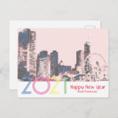 Chicago Skyline Happy New 2021 Briefkaart (Voorkant / Achterkant)